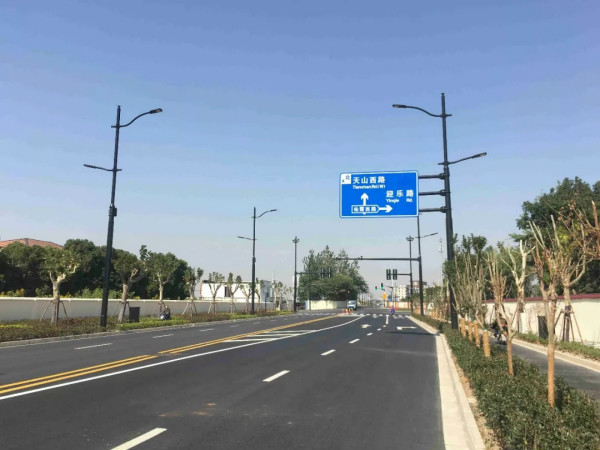 進口博覽會周邊道路多杆合（hé）一路（lù）燈