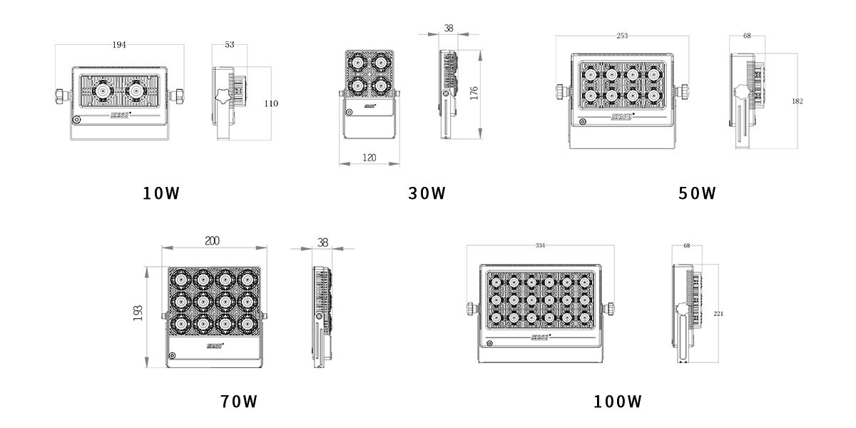泛光燈（dēng）尺寸圖
